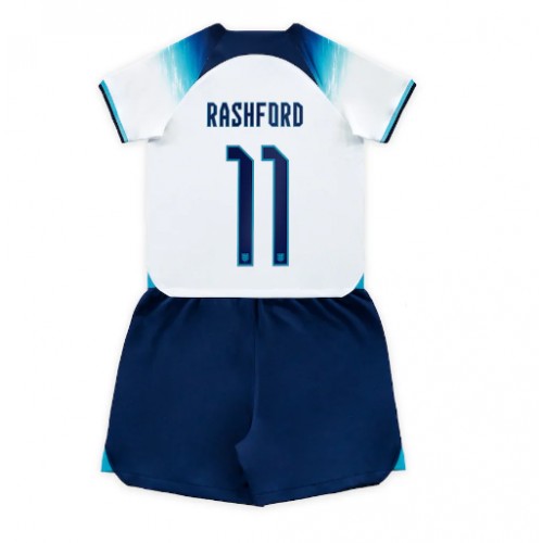 Otroški Nogometni dresi Anglija Marcus Rashford #11 Domači SP 2022 Kratek Rokav (+ Kratke hlače)